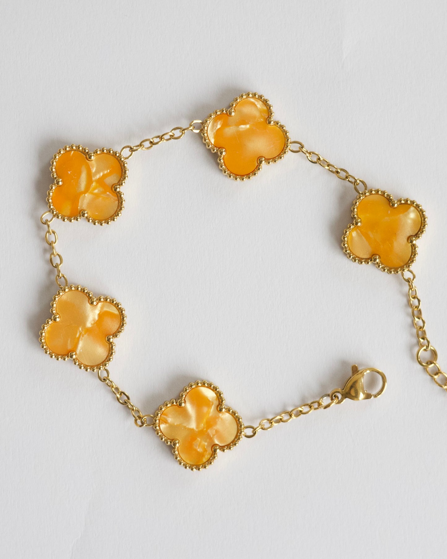 Orange Pearl Clover Bracelet