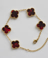Red Pearl Clover Bracelet