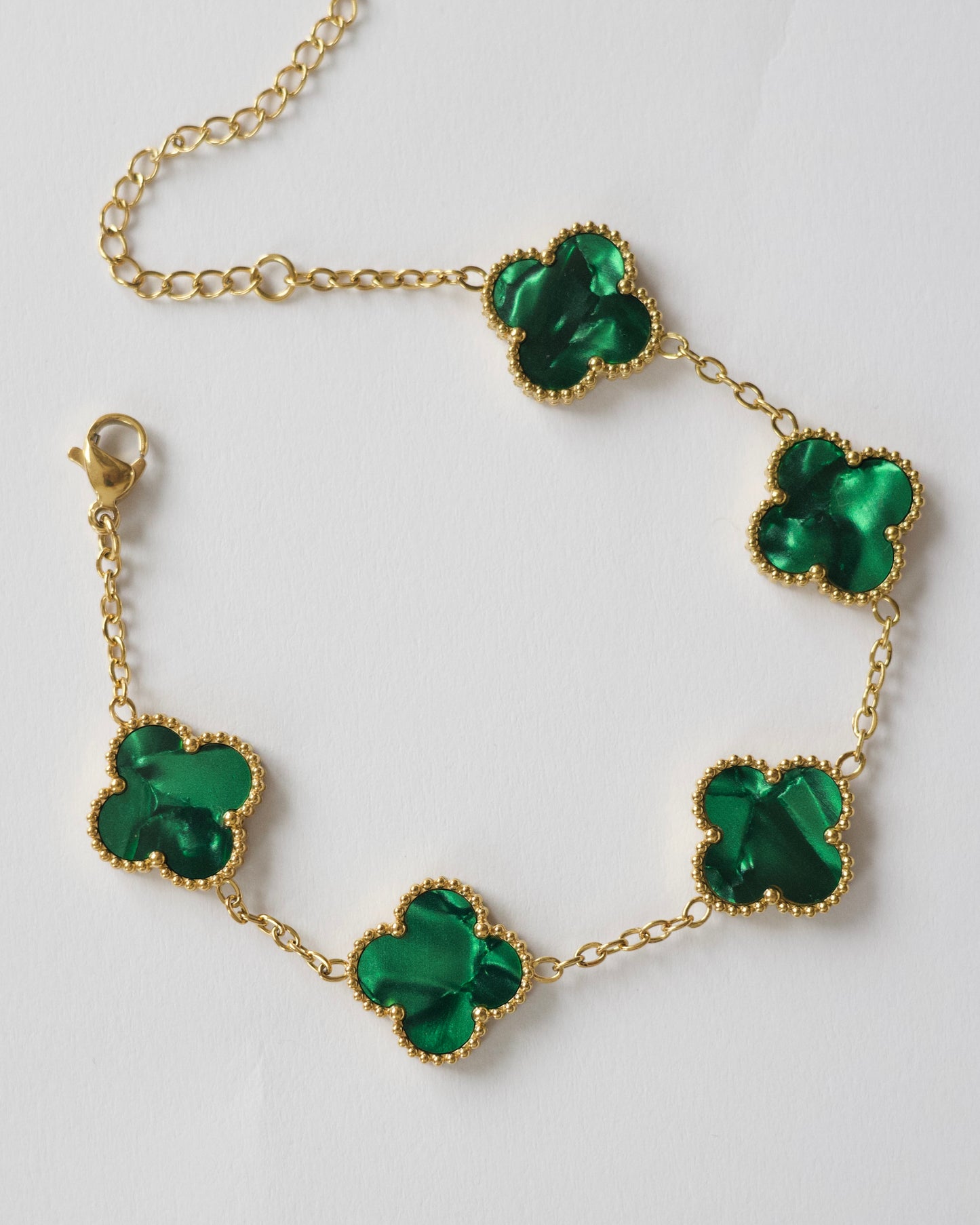 Green Pearl Clover Bracelet