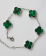 Green Pearl Clover Bracelet