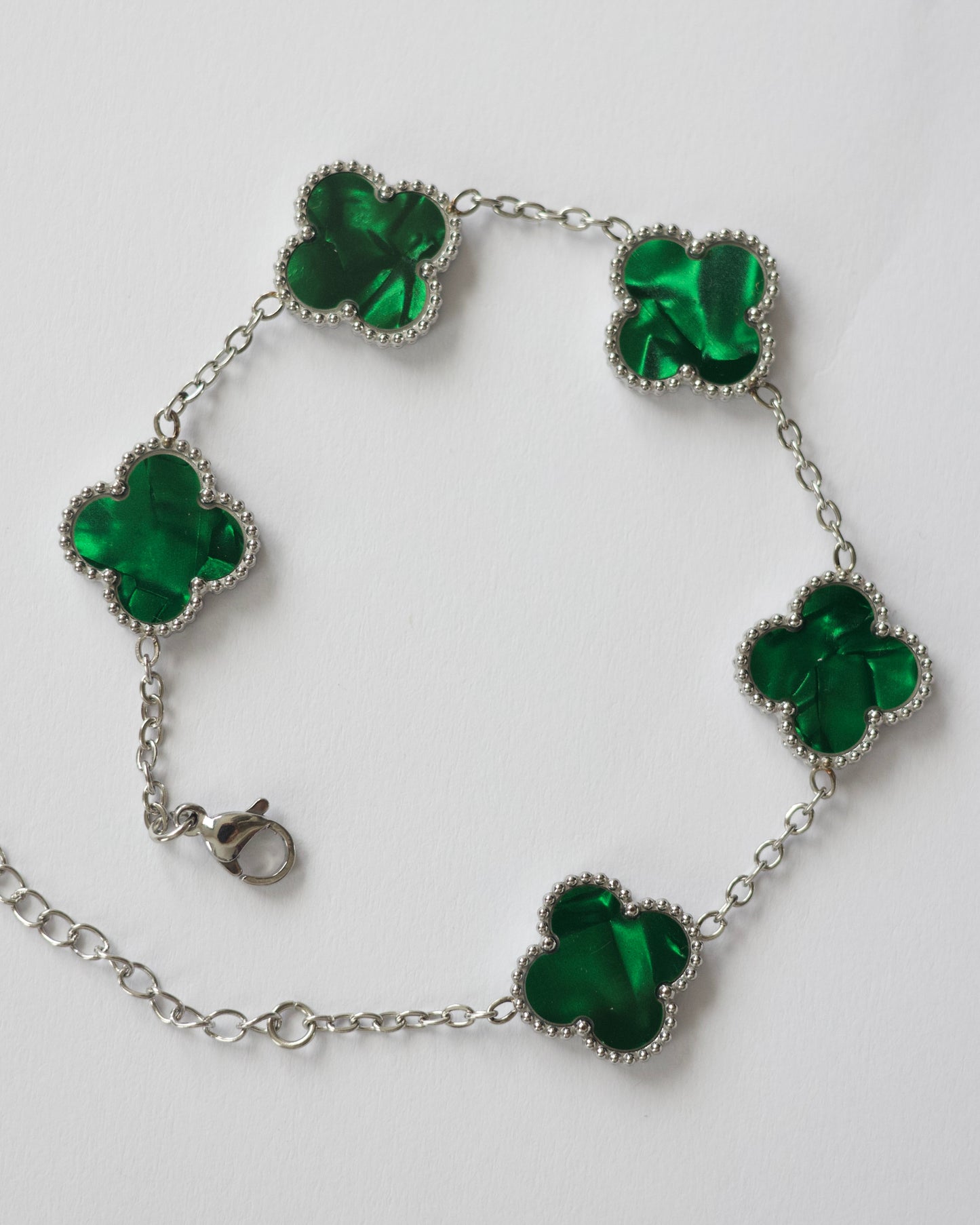 Green Pearl Clover Bracelet