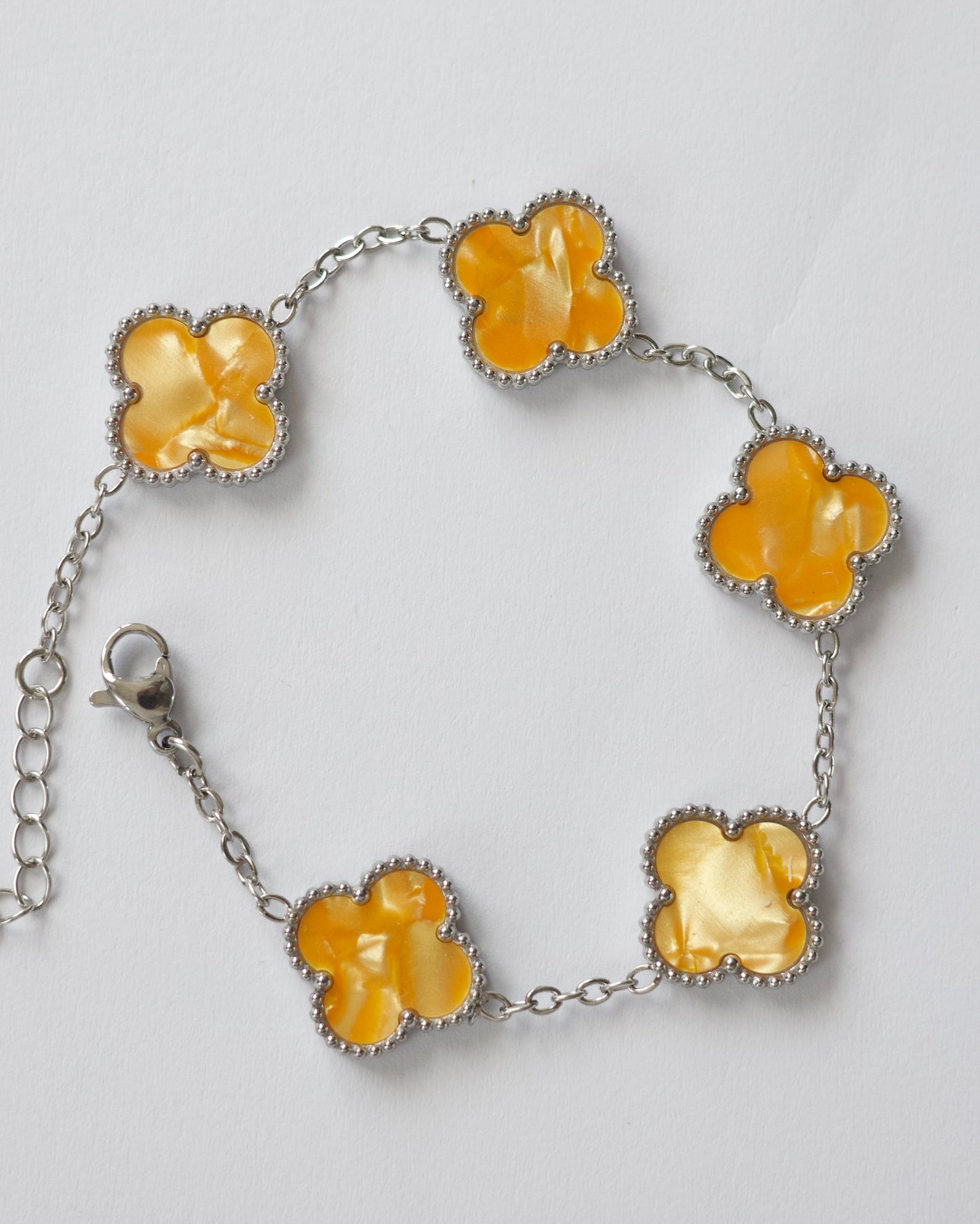 Orange Pearl Clover Bracelet