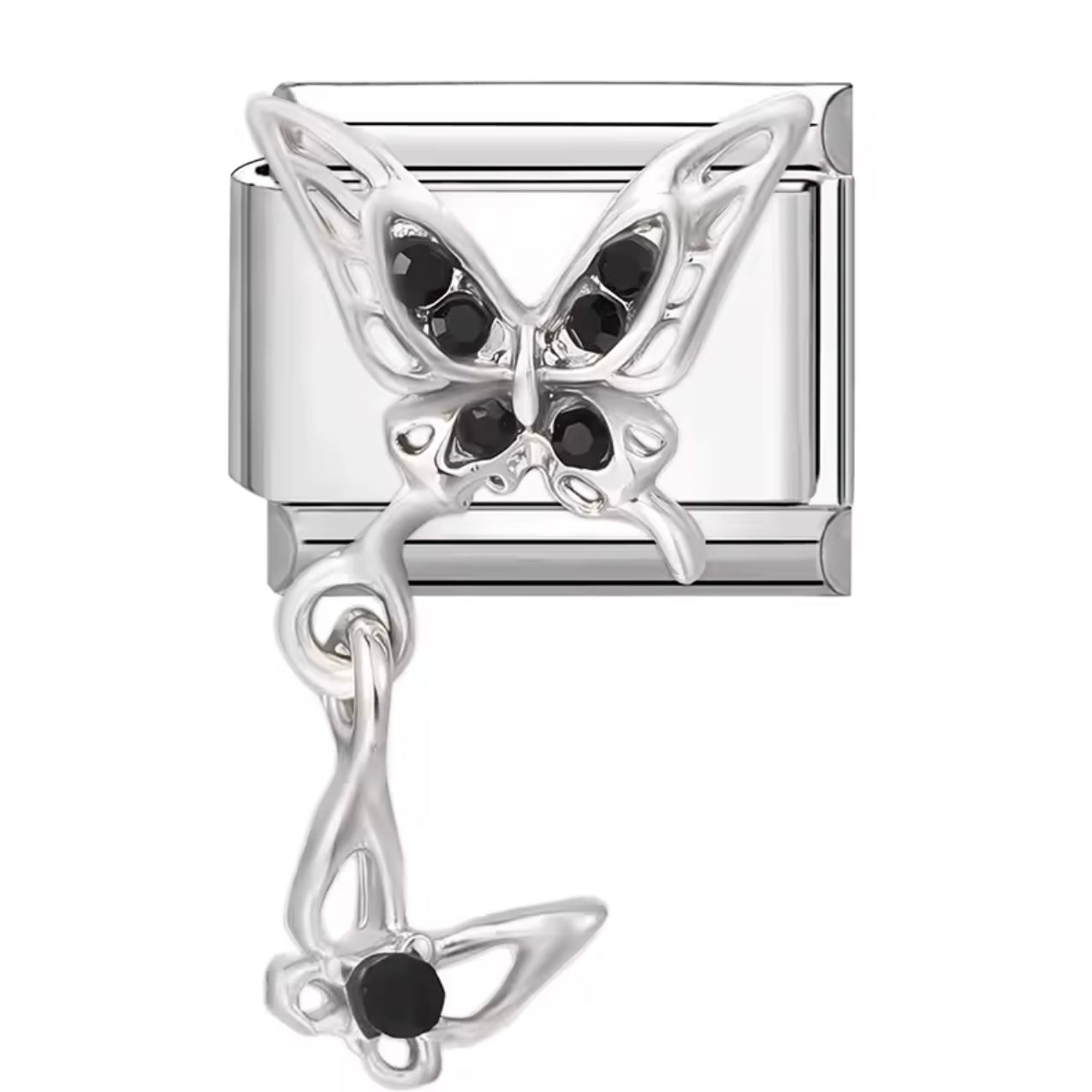 Black Butterfly Silver - Italian Charm